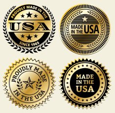 Made in the USA Black and Gold Badge Set