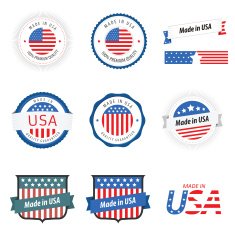 Made in USA labels badges and stickers