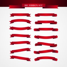 Collection of red ribbons vector eps10