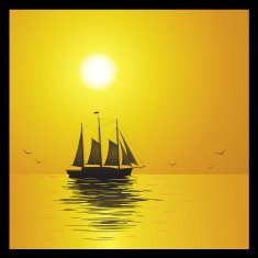 old schooner at sunset