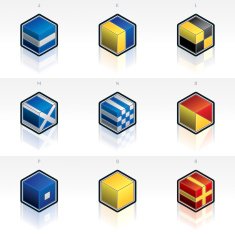 International Maritime Signal Fags Icons Set Design Elements