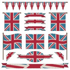 aged uk ribbons and flags
