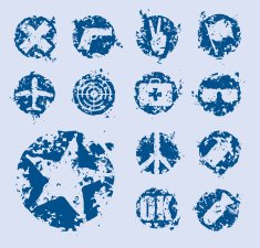 Distressed grunge design symbols elements icons
