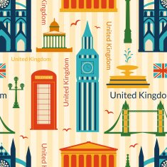Seamless pattern with landmarks of United Kingdom N4
