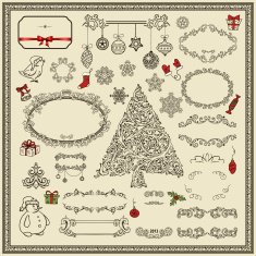 Set of Christmas design elements N4