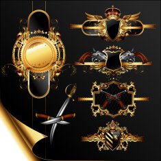 set of ornamental golden labels N3
