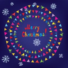 Christmas card with bunting flags