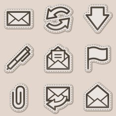 E-mail web icons brown contour sticker series
