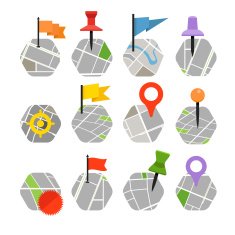 Abstract city map with symbols collection Design elements