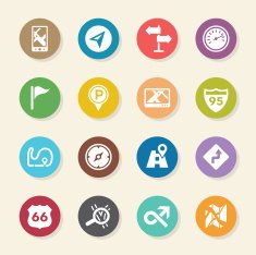Navigation and Map Icons - Color Circle Series
