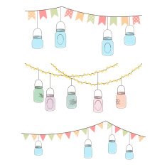 Vector Set of Hanging Glass Jar Lights and Bunting N2