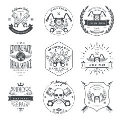 Race Bikers Garage Repair Service Emblems