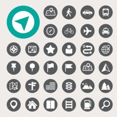 Map and Location Icons set N6