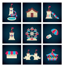 amusement park icons vector collection N2