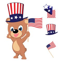 Bear celebrating Independence day free image download