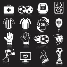 Soccer icons on black background N3