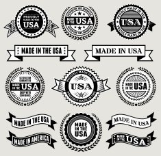 Made in the USA Black & White patriotic badges