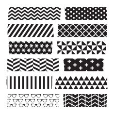 Set of colorful patterned washi tape stripes N5