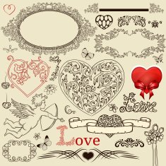 Set of valentine design elements