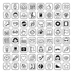 Internet hipster icons set Vector Hand drawn Black and white
