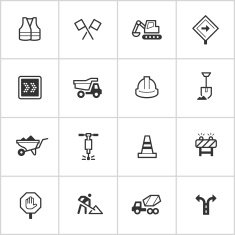 Road Construction Icons — Inky Series