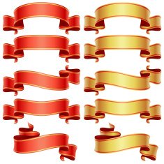 Red and golden banners set N2
