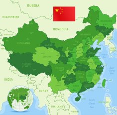 China map green highly detailed