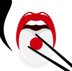 Geisha sushi and japanese flag cusine Love Japan