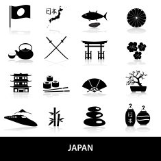 black simple japan theme icons set eps10