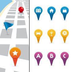 gps icons with street map N3