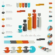 Collection of colorful infographic elements Business vector shapes