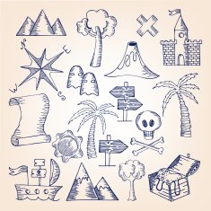 Hand-drawn treasure set N2