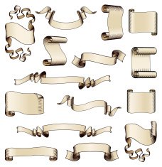 Scroll banner and flag design elements