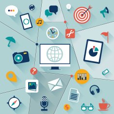 Set of vector web icons and logos website optimization