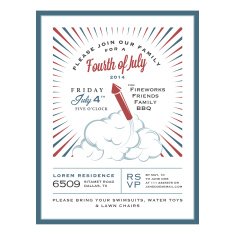 Vintage 4th of July Independence Day invitation card N3