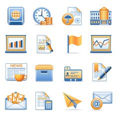 Business icons set 5 Blue orange series