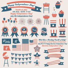 Retro American July 4th Independence Day elements N2