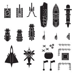 Military and army icons top view for planing map positioning