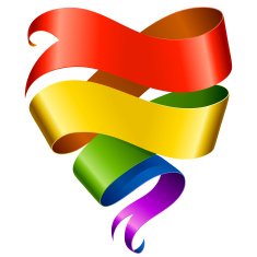 Vector rainbow ribbon in the shape of heart N2