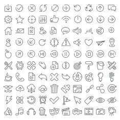 One hundred vector line icons set N3