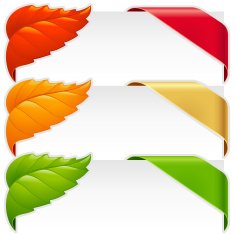 Corner ribbons and fall leaf frames vector set