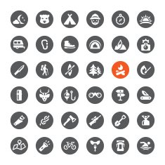 Tourism and Camping vector icons