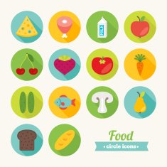 Set of round flat food icons