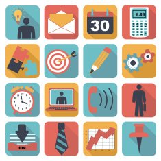 square business icons in the flat style N2