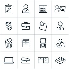 Black Business Office Icons - Line Style N2