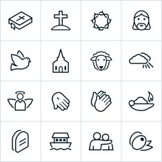 Black Christianity Icons - Line Style