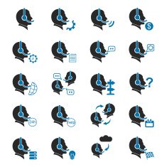 Call center service icons set