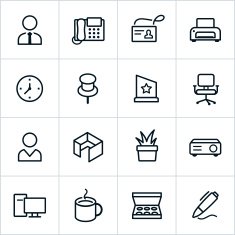 Black Office Icons - Line Style N2