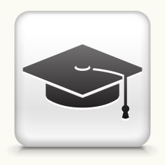 Square Button with Graduation Hat N2