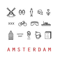 Amsterdam icons Holland Isolated